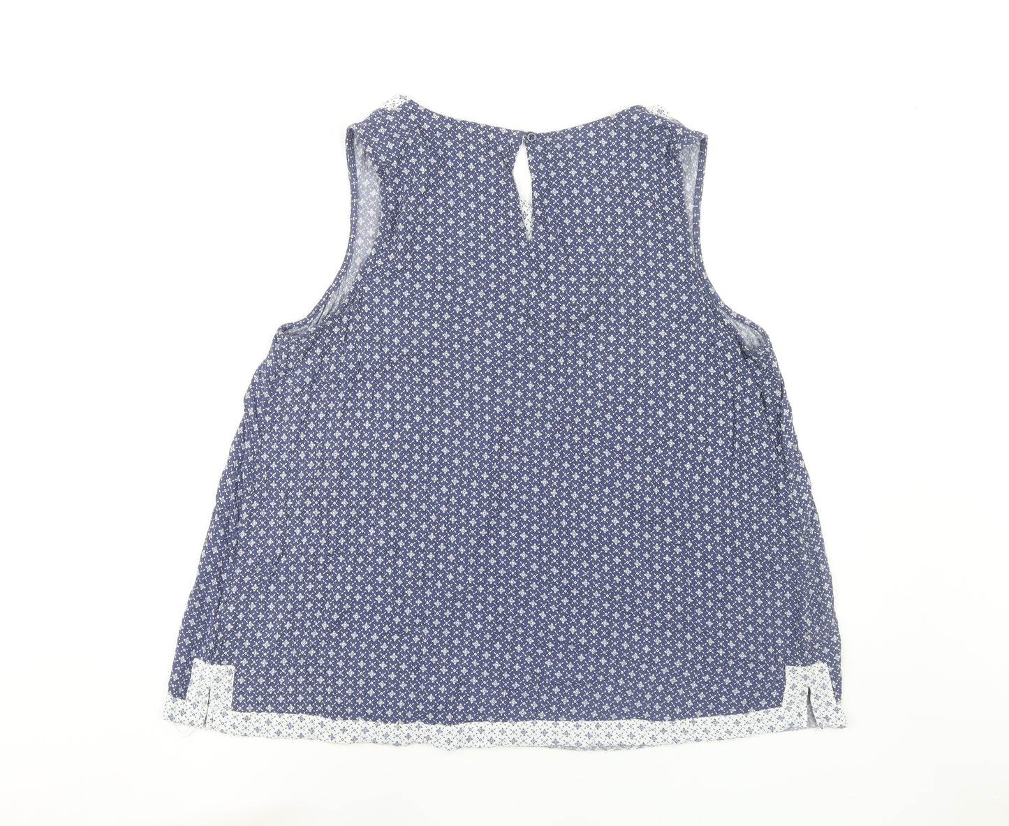 Next Women's Blue Geometric V-Neck Sleeveless Blouse Size 16