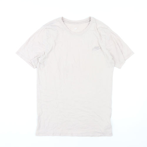 Nike Beige Unisex Tee, Size S - Casual Crew Neck