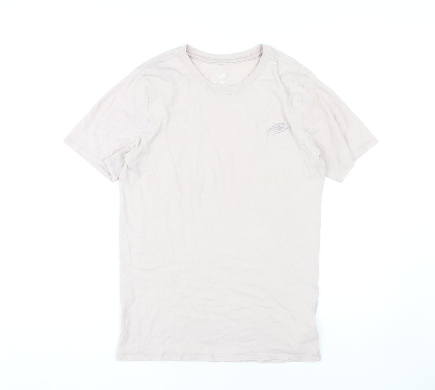 Nike Beige Unisex Tee, Size S - Casual Crew Neck