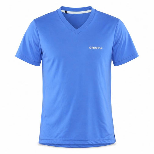 Front view of Craft Men's Blue XS Basic V-Neck T-Shirt Activewear