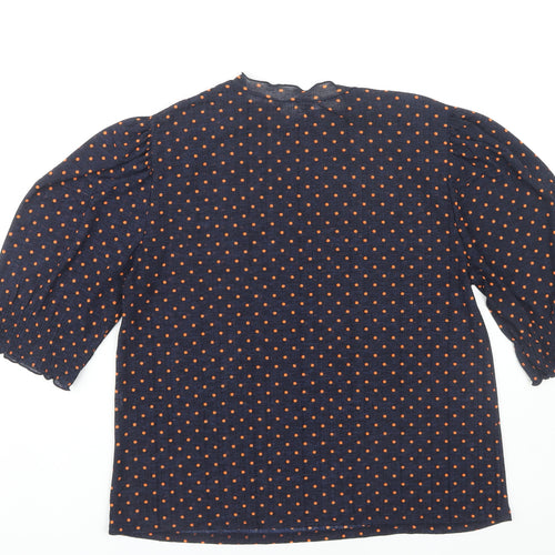 Zara Women’s Blue Polka Dot 3/4 Sleeve Blouse