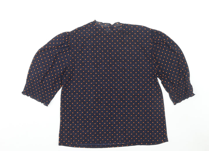 Zara Women’s Blue Polka Dot 3/4 Sleeve Blouse
