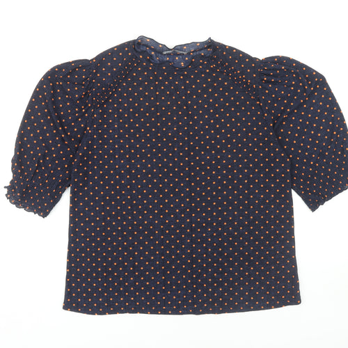 Zara Women’s Blue Polka Dot 3/4 Sleeve Blouse
