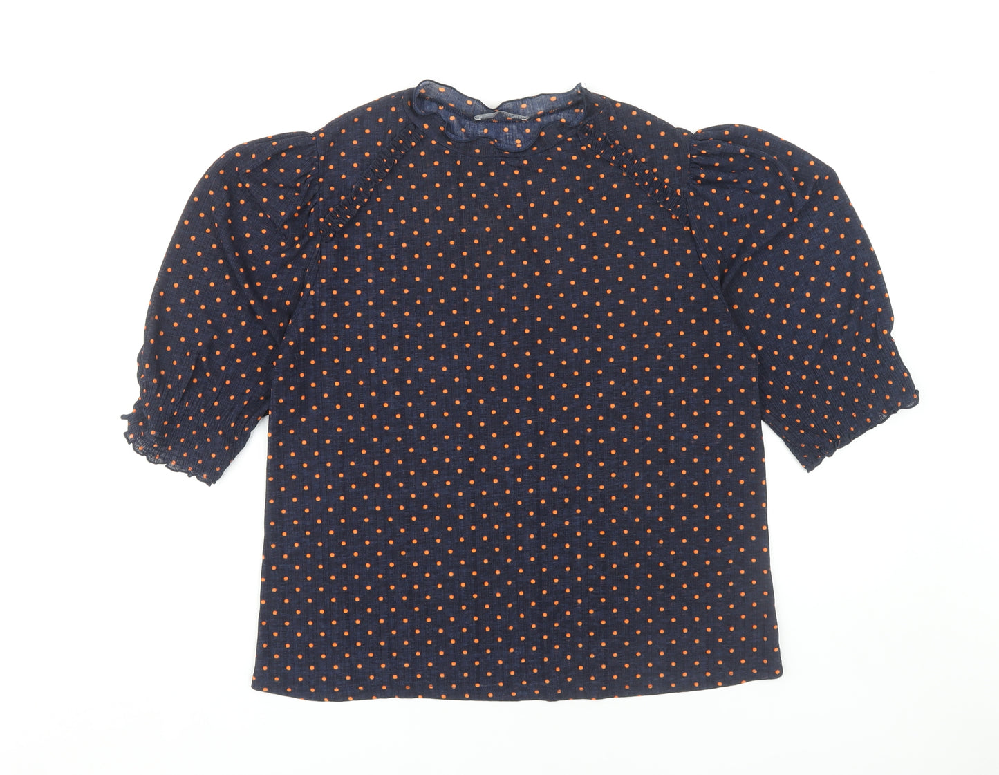 Zara Women’s Blue Polka Dot 3/4 Sleeve Blouse