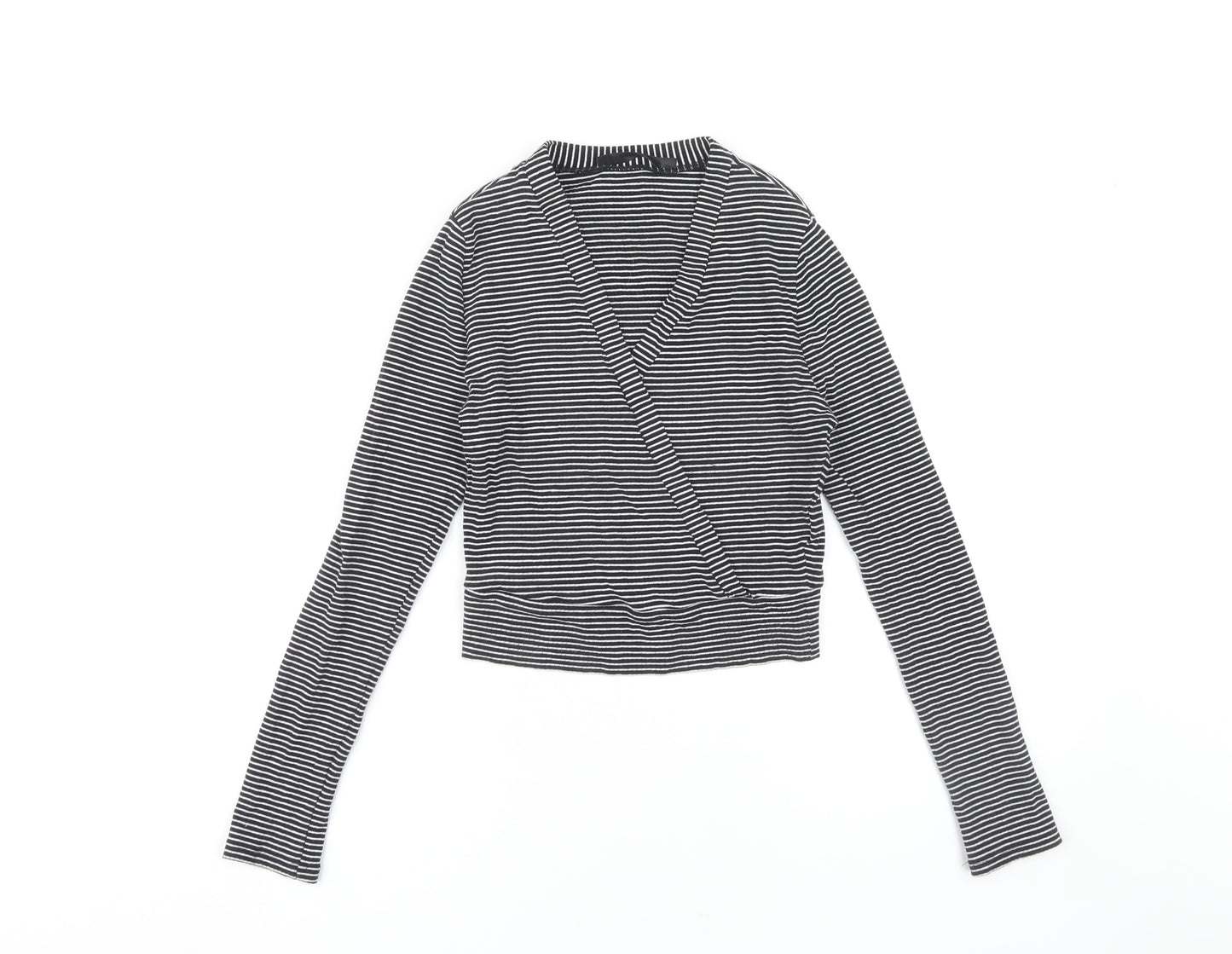 Tally Weijl Women's Black Striped Wrap Blouse M