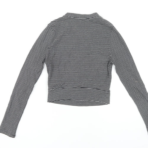 Tally Weijl Women's Black Striped Wrap Blouse M