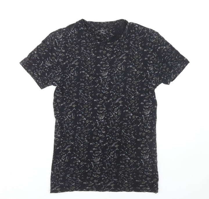 AllSaints Women's Black Floral XS Casual T-Shirt