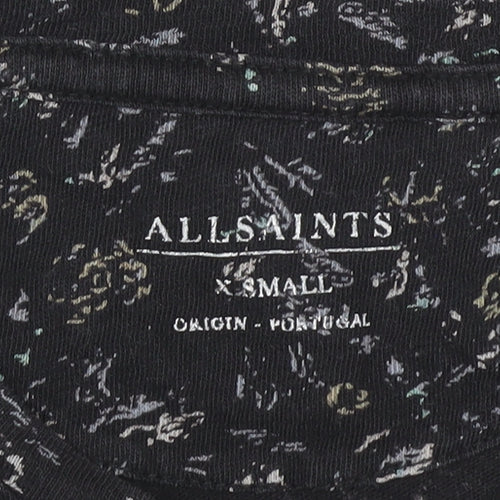 AllSaints Women's Black Floral XS Casual T-Shirt