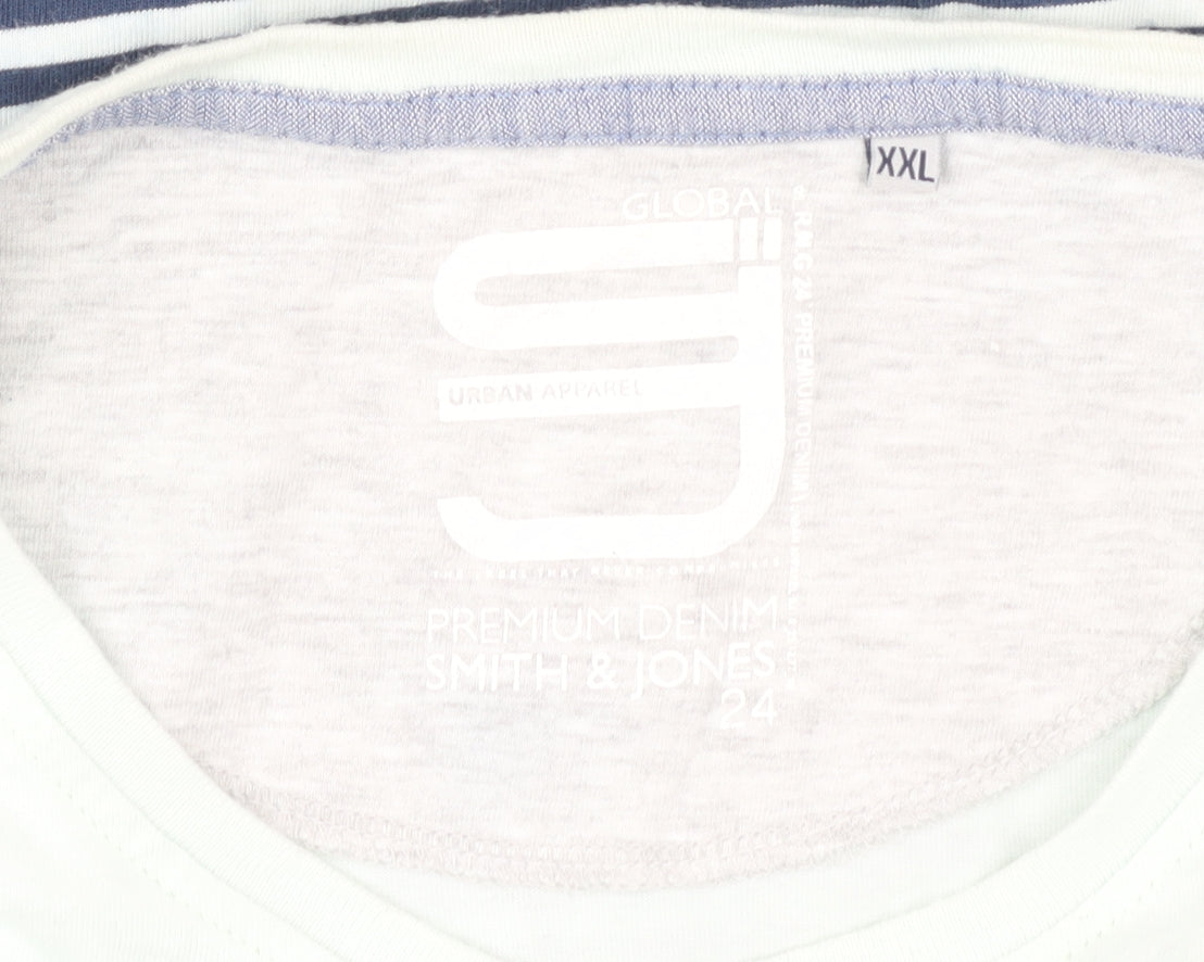 Smith & Jones Men's Multicoloured 2XL Striped T-Shirt