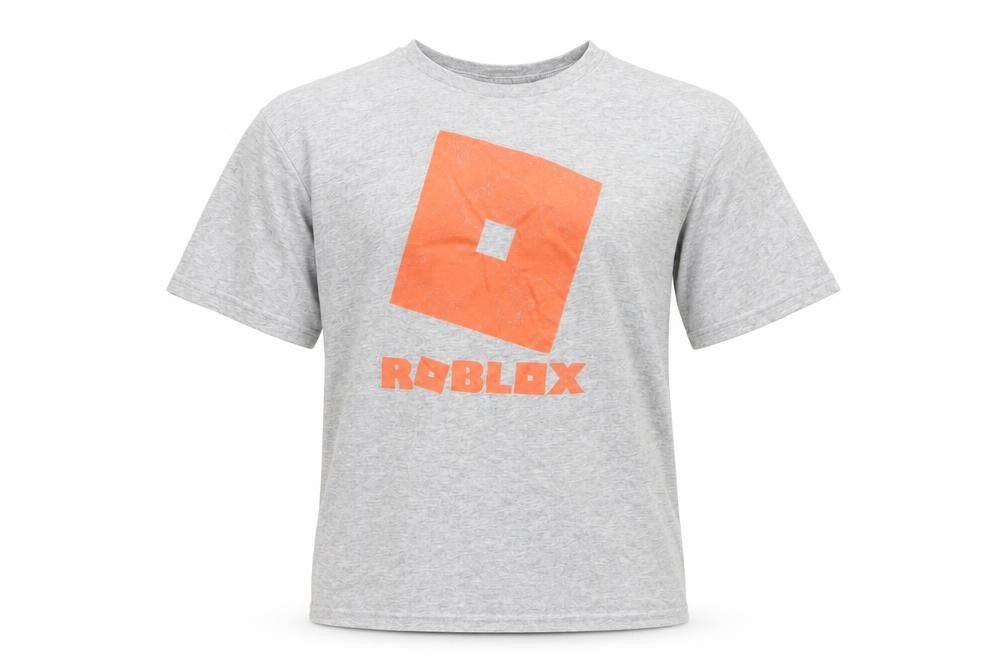 Front view of Roblox boys’ grey graphic print t-shirt -, size S