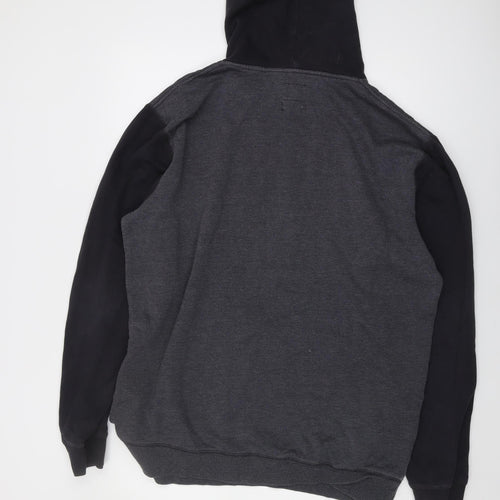 Quiksilver Men's Black Grey Logo Hoodie 2XL Pullover