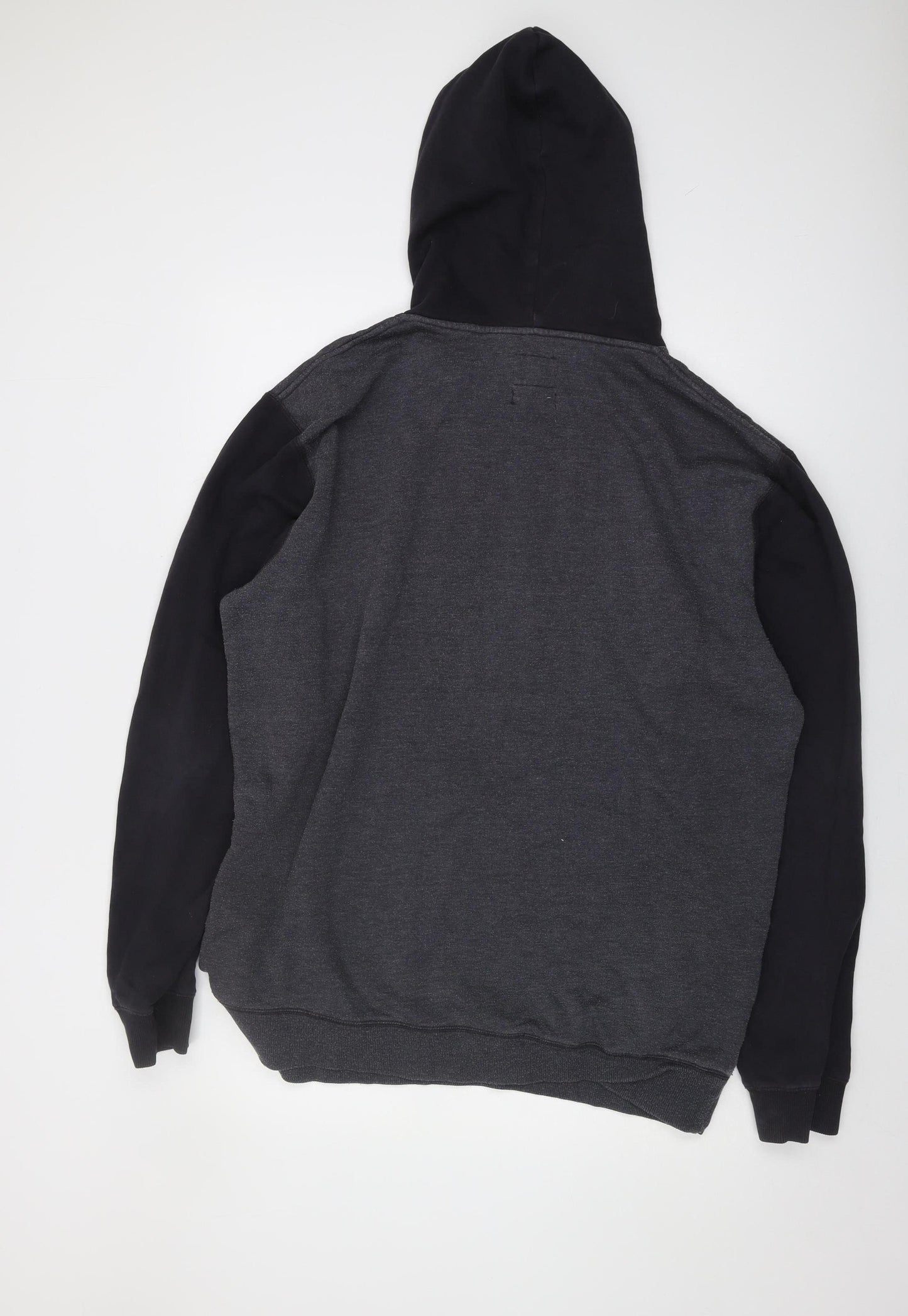 Quiksilver Men's Black Grey Logo Hoodie 2XL Pullover