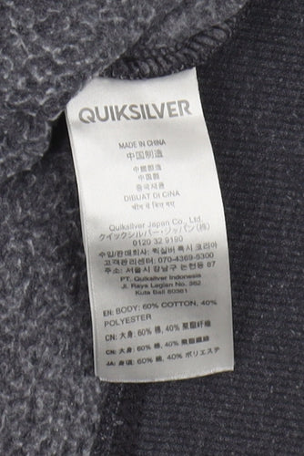 Quiksilver Men's Black Grey Logo Hoodie 2XL Pullover
