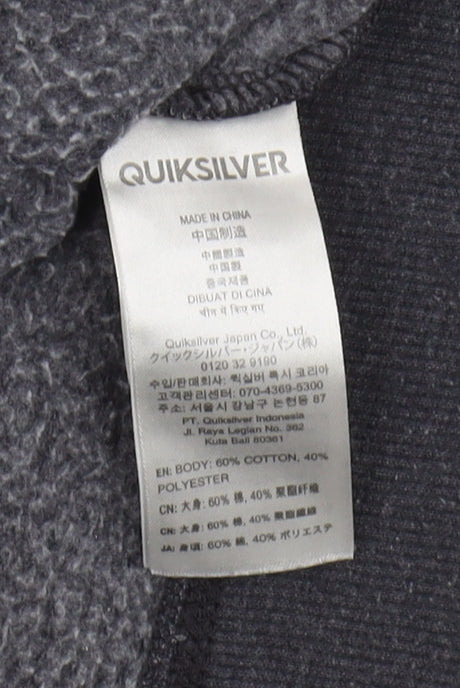 Quiksilver Men's Black Grey Logo Hoodie 2XL Pullover
