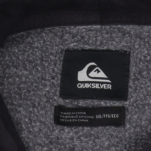 Quiksilver Men's Black Grey Logo Hoodie 2XL Pullover