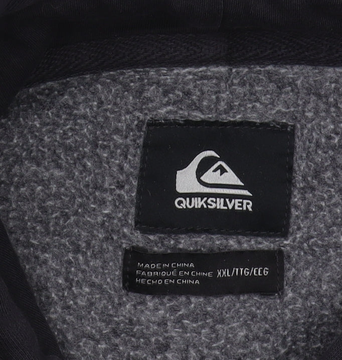 Quiksilver Men's Black Grey Logo Hoodie 2XL Pullover