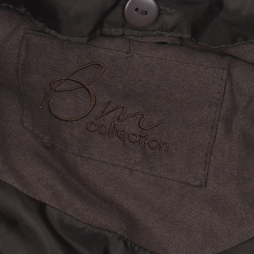 SM Collection Women's Brown Hooded Coat L Fur Trim