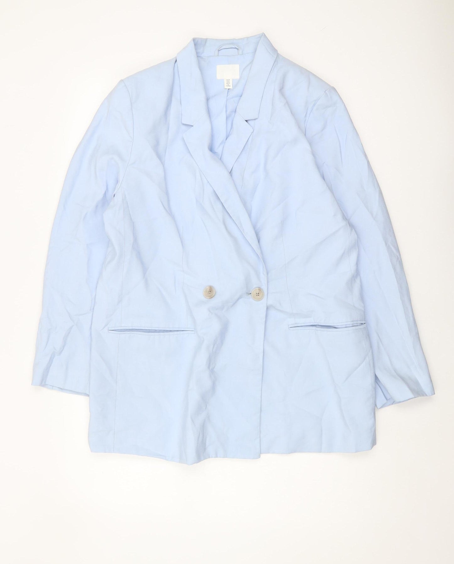 H&M Women's Blue Blazer Size M Double-Breasted Workwear