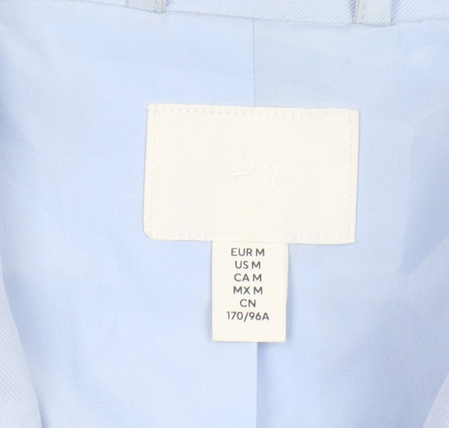 H&M Women's Blue Blazer Size M Double-Breasted Workwear