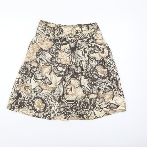 MNG Women's Multicoloured Floral Cotton Skirt, Size 6