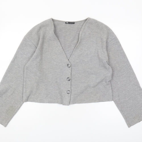 Zara Women's Grey M Cardigan V-Neck