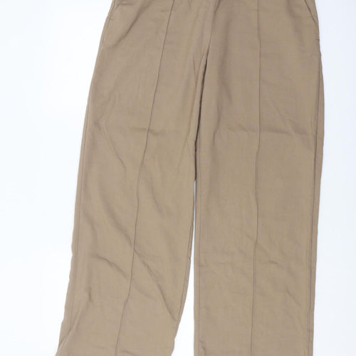 H&M Women's Beige Straight Trousers, Size M