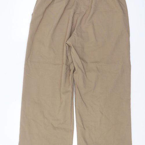 H&M Women's Beige Straight Trousers, Size M