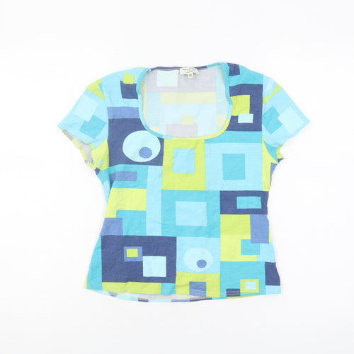 Phase Eight Women's Blue Geometric T-Shirt Size 14
