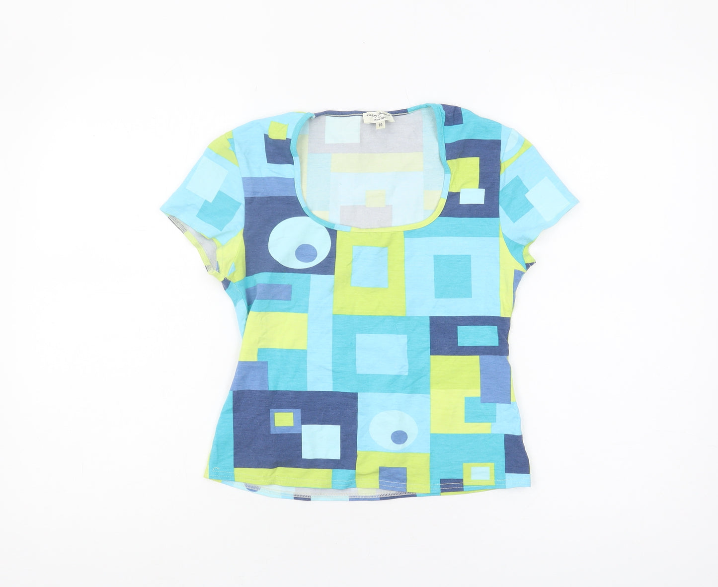 Phase Eight Women's Blue Geometric T-Shirt Size 14