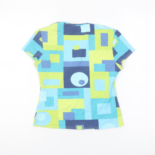 Phase Eight Women's Blue Geometric T-Shirt Size 14