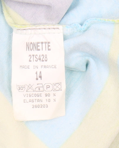 Phase Eight Women's Blue Geometric T-Shirt Size 14