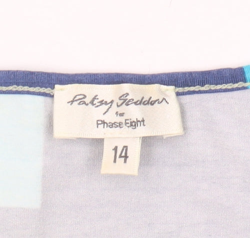 Phase Eight Women's Blue Geometric T-Shirt Size 14