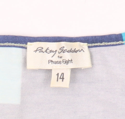 Phase Eight Women's Blue Geometric T-Shirt Size 14