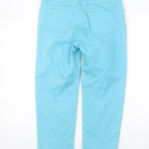 FDJ Women's Blue Cropped Jeans Size 10, Embroidered Accent