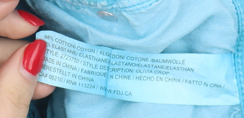 FDJ Women's Blue Cropped Jeans Size 10, Embroidered Accent