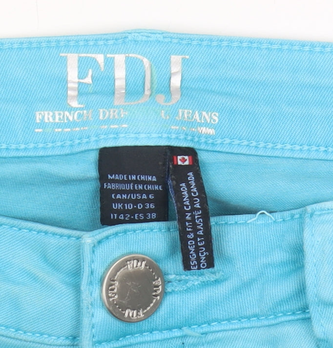 FDJ Women's Blue Cropped Jeans Size 10, Embroidered Accent