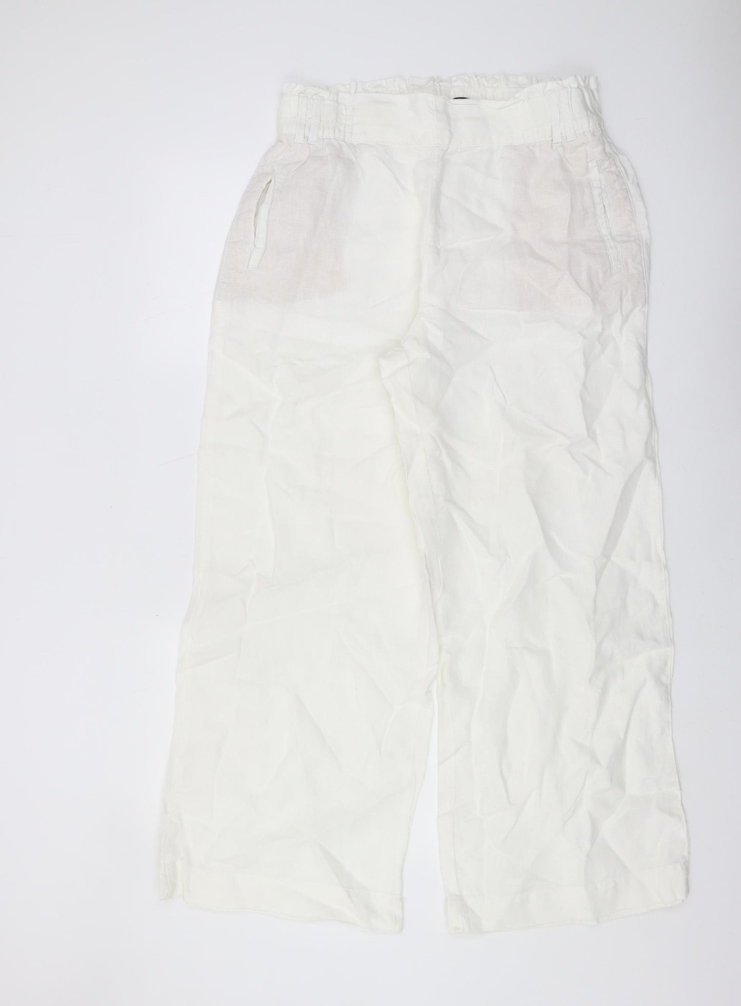 Marks and Spencer Women's White Linen Trousers Size 14