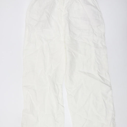 Marks and Spencer Women's White Linen Trousers Size 14