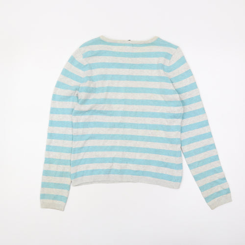 GAP Women's Blue Striped Cotton Pullover Jumper S