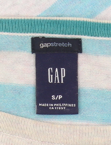 GAP Women's Blue Striped Cotton Pullover Jumper S