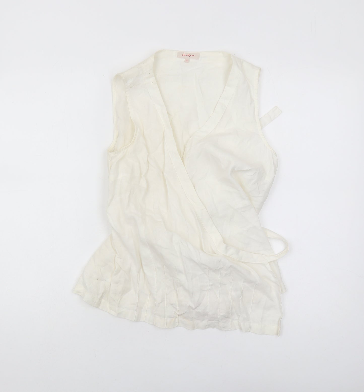 Jackpot Women's White Wrap Top, Size 2, Sleeveless