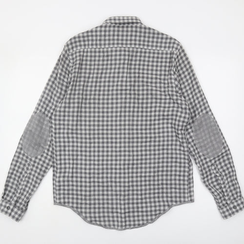 Zara Men Grey Relaxed Check Button-Up Shirt M