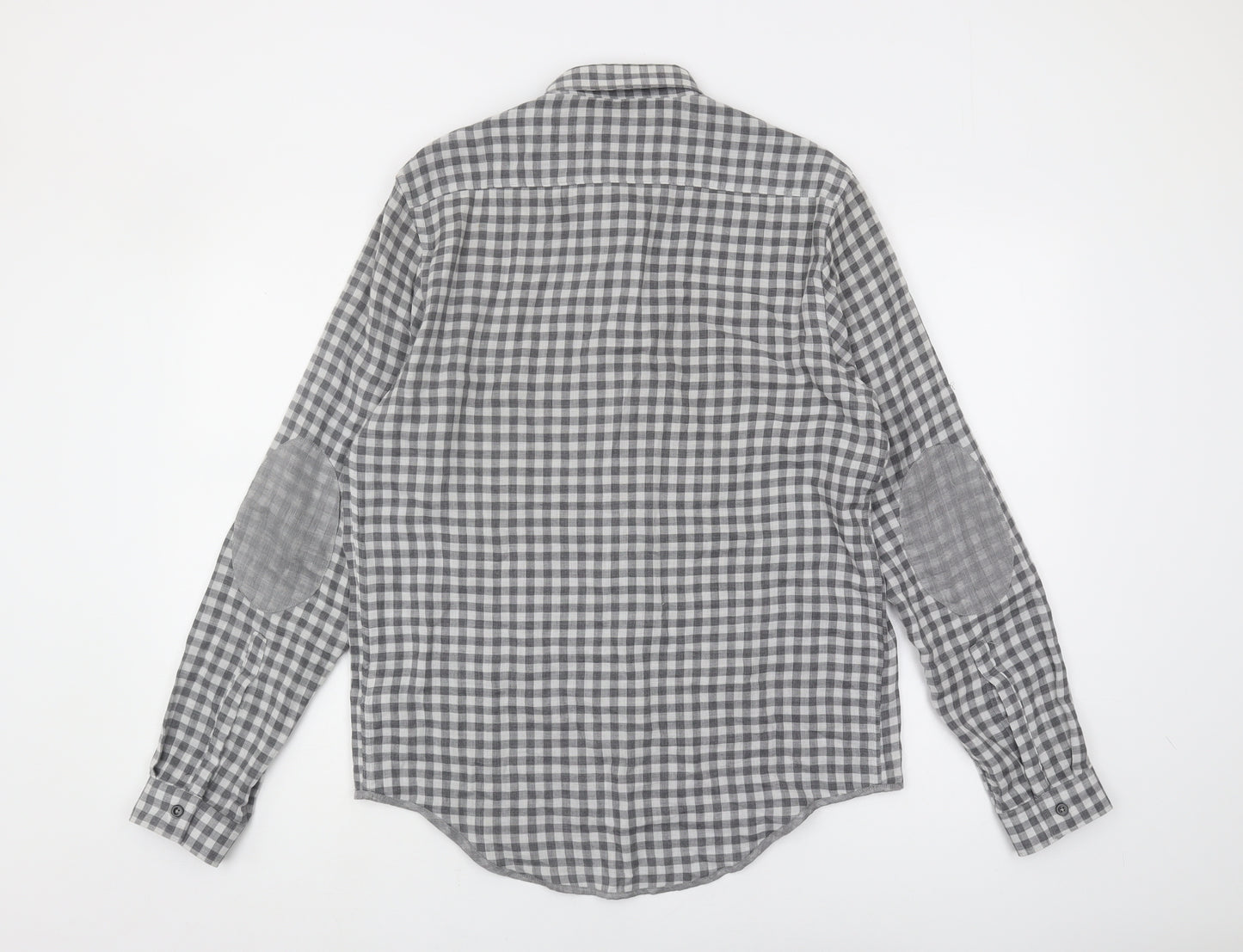 Zara Men Grey Relaxed Check Button-Up Shirt M