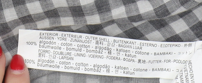 Zara Men Grey Relaxed Check Button-Up Shirt M