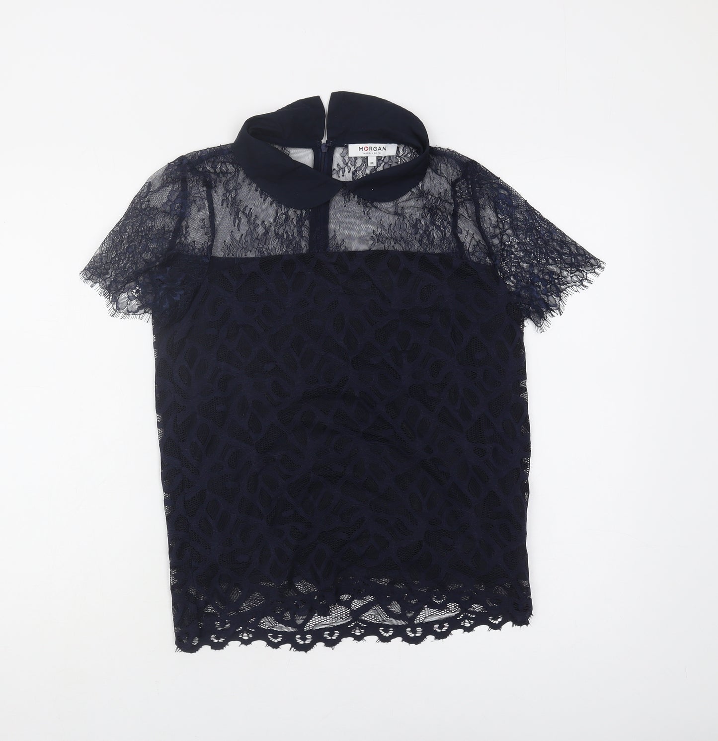 Morgan Women's Black Medium Collared Lace Blouse
