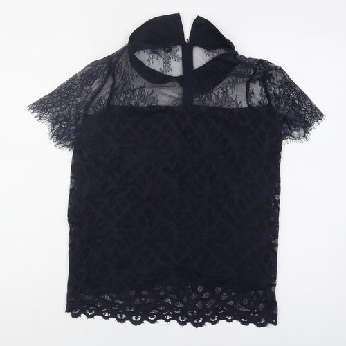 Morgan Women's Black Medium Collared Lace Blouse