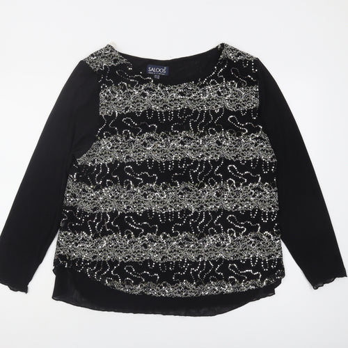 Saloos Women's Black Sequin Blouse - Plus Size 22