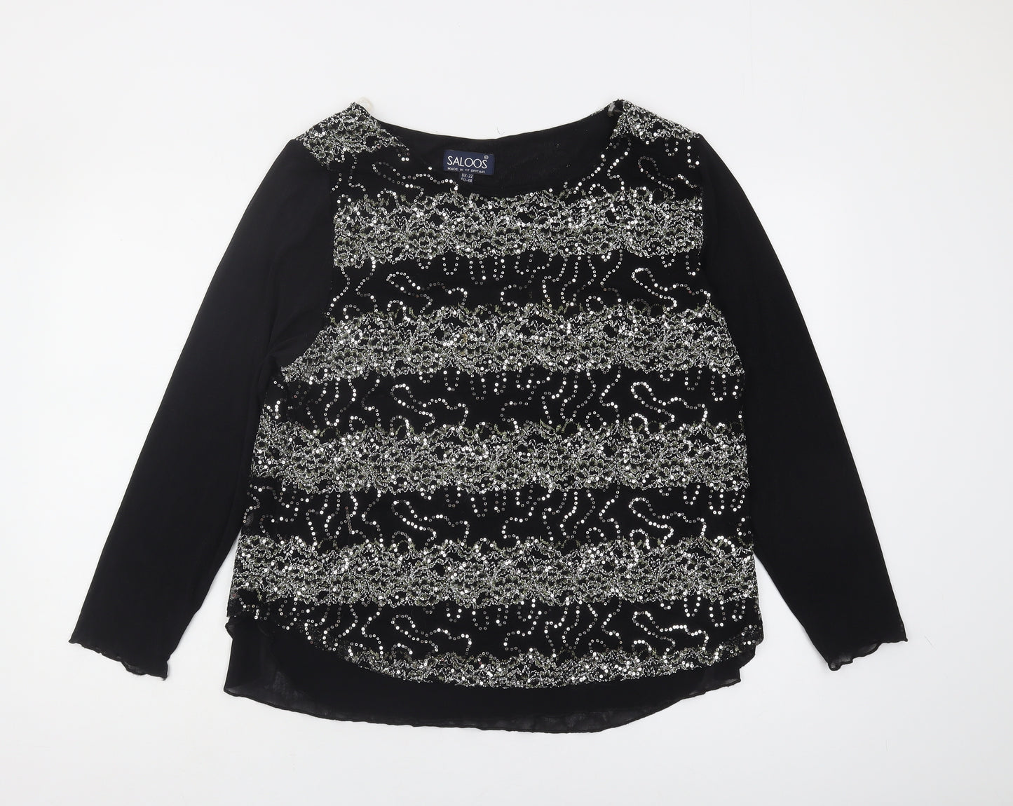 Saloos Women's Black Sequin Blouse - Plus Size 22