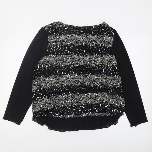 Saloos Women's Black Sequin Blouse - Plus Size 22
