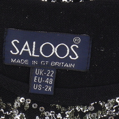 Saloos Women's Black Sequin Blouse - Plus Size 22